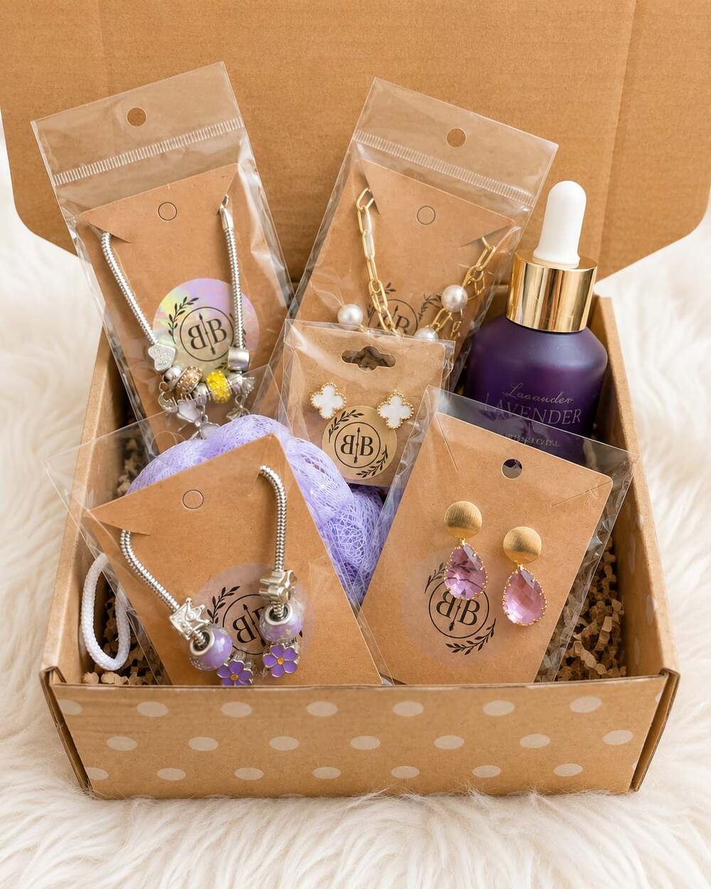 Beige Babe PURPLE Curated Self-Care and Jewelry Gift Box